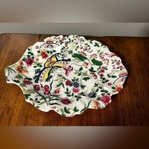 Vintage "Thousand Butterflies" by Eda Mann Ceramic Leaf-shaped Dish
